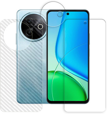 SOMTONE Front and Back Tempered Glass for vivo Y39 5G Tempered Glass Screen Protector | Anti-Scratch | Edge to Edge Full Coverage | 9H Hardness (1 FRONT SCREEN GUARD + 1 BACK CARBON FIBER SKIN + 1 CAMERA LENS PROTECTOR)(Pack of 1)