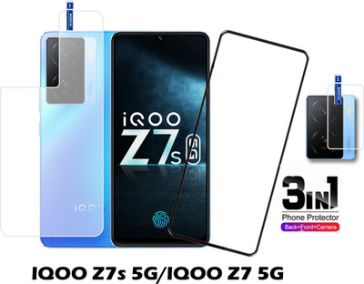 FINCH Front and Back Tempered Glass for IQOO Z7s 5G, IQOO Z7 5G(Pack of 3)