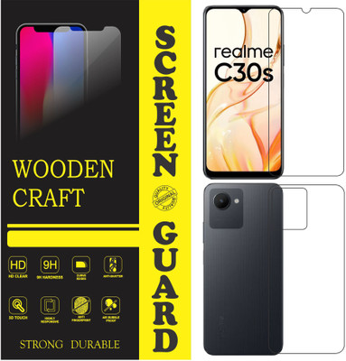 wooden craft Front and Back Tempered Glass for realme C30s {Flexible}, RMX3690, C30s(Pack of 2)