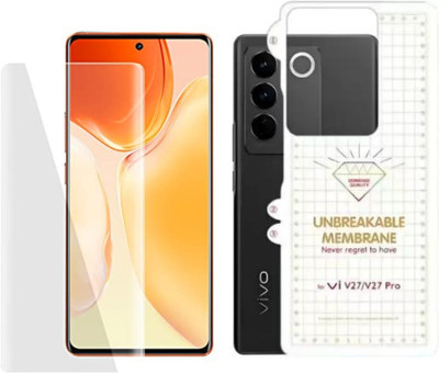MagicalTech Front and Back Tempered Glass for Vivo V27 5G Front Edge To Edge 3D UV Curved Tempered Glass Guard & Back Flexible Guard(Pack of 2)
