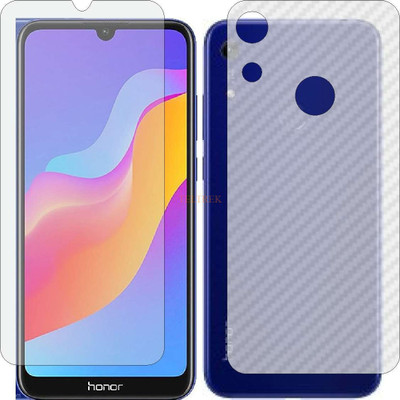 TELTREK Front and Back Tempered Glass for HUAWEI HONOR 8A (Front Matte Finish & Back 3d Carbon Fiber)(Pack of 2)