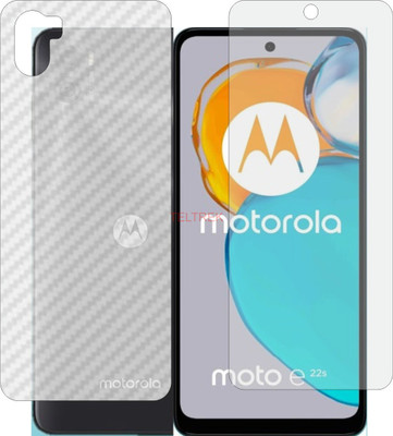 TELTREK Front and Back Tempered Glass for MOTOTOLA E22S (Front Matte Finish & Back 3d Carbon Fiber)(Pack of 2)