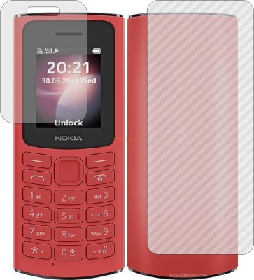 TELTREK Front and Back Tempered Glass for NOKIA 105 SINGLE SIM (Front Matte Finish & Back 3d Carbon Fiber)(Pack of 2)