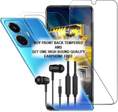 SOMTONE Front and Back Tempered Glass for vivo iQOO Z6 44W FRONT BACK TEMPERED GLASS BUY AND GET EARPHONE FREE(Pack of 1)