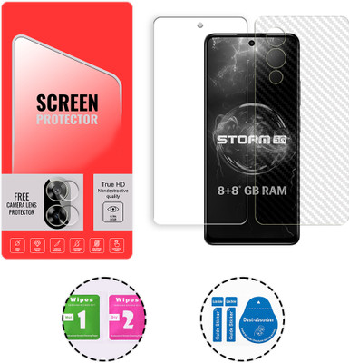 SOMTONE Front and Back Tempered Glass for Lava Storm 5G (1 FREE CAMERA LENS) WITH FRONTBACK SCREEN PROTECTOR(Pack of 1)