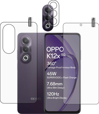 GARUDA GLASS Front and Back Tempered Glass for OPPO K12x 5G with camera lens protector(Pack of 3)