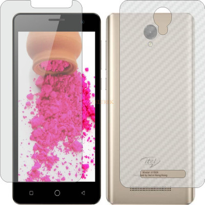 TELTREK Front and Back Tempered Glass for ITEL IT1508 (Front Matte Finish & Back 3d Carbon Fiber)(Pack of 2)