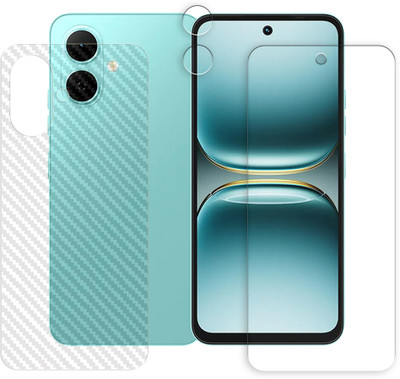 ARBAN Front and Back Tempered Glass for Tecno Spark Go 2 4G Tempered Glass Screen Protector | Anti-Scratch | Edge to Edge Full Coverage | 9H Hardness ( 1 FRONT SCREEN GUARD + 1 BACK CARBON FIBER SKIN + 1 CAMERA LENS PROTECTOR )(Pack of 1)