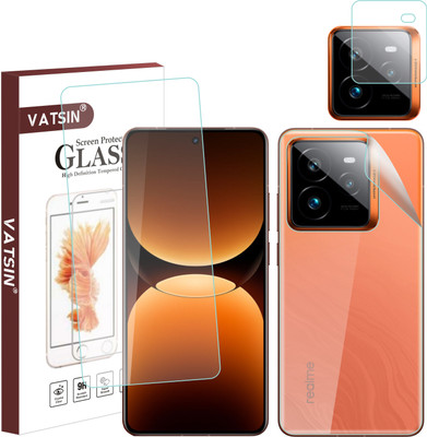 Vatsin Front and Back Tempered Glass for Realme GT 7T, Realme GT 7T [With Rear Camera Lens Guard](Pack of 3)