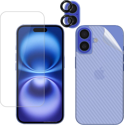 Vatsin Front and Back Tempered Glass for Apple iPhone 16 Plus, Apple iPhone 16 Plus [Back Carbon Fiber] [Rear Camera Lens Guard](Pack of 3)