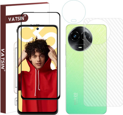 Vatsin Front and Back Tempered Glass for Realme 11X 5G, Realme 11X 5G [Back Carbon Fiber] [Rear Camera Lens Guard](Pack of 3)