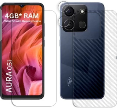 AHWAVEEDA Front and Back Tempered Glass for ITEL AURA 05i FRONT AND BACK (C) TEMPERED GLASS(Pack of 3)