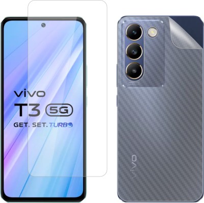 Vatsin Front and Back Tempered Glass for ViVO T3 5G, ViVO T3 5G [Back Carbon Fiber](Pack of 2)