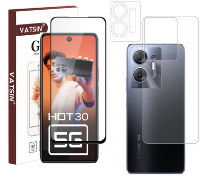 Vatsin Front and Back Tempered Glass for Infinix Hot 30 5G, Infinix Hot 30 5G [With Rear Camera Lens Guard](Pack of 3)