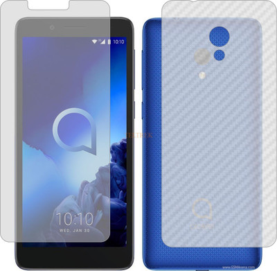 TELTREK Front and Back Tempered Glass for ALCATEL 1C 2019 (Front Matte Finish & Back 3d Carbon Fiber)(Pack of 2)