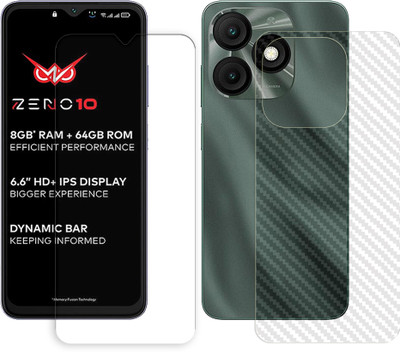 ARBAN Front and Back Tempered Glass for itel Zeno 10 4G Tempered Glass Screen Protector | Anti-Scratch | Edge to Edge Full Coverage | 9H Hardness (1 FRONT TEMPERED GLASS AND 1 BACK CARBON FIBER SKIN)(Pack of 2) ARBAN Front and Back Tempered Glass for itel Zeno 10 4G Tempered Glass Screen Protector | Anti-Scratch | Edge to Edge Full Coverage | 9H Hardness (1 FRONT TEMPERED GLASS AND 1 BACK CARBON FIBER SKIN)(Pack of 2)