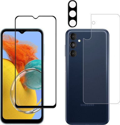 Vatsin Front and Back Tempered Glass for Samsung Galaxy M14 5G, Samsung Galaxy M14 5G [With Rear Camera Lens Guard](Pack of 3)
