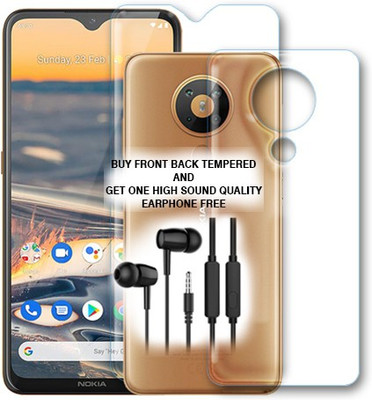 SOMTONE Front and Back Tempered Glass for Nokia 5.3 FRONT BACK TEMPERED GLASS BUY AND GET EARPHONE FREE(Pack of 1)