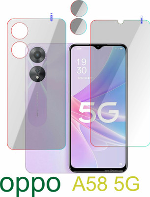 PONDRIK Front and Back Tempered Glass for OPPO A58 5G(Pack of 3)