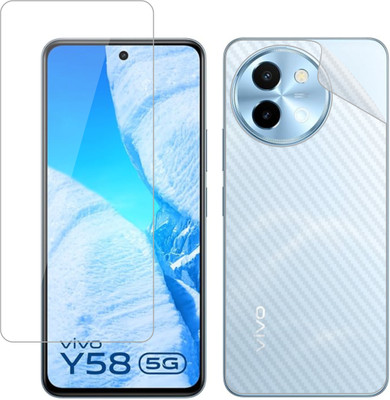 Vatsin Front and Back Tempered Glass for ViVO Y58 5G, ViVO Y58 5G [Back Carbon Fiber](Pack of 2)