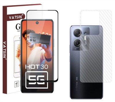 Vatsin Front and Back Tempered Glass for Infinix Hot 30 5G, Infinix Hot 30 5G [Back Carbon Fiber](Pack of 2)