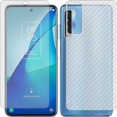 TELTREK Front and Back Tempered Glass for TCL 20S (Front Matte Finish & Back 3d Carbon Fiber)(Pack of 2)