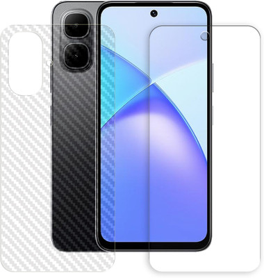 SOMTONE Front and Back Tempered Glass for Infinix Smart 10 4G Front Back Tempered Glass Screen Protector | Anti-Scratch | Edge to Edge Full Coverage | 9H Hardness ( 1 FRONT TEMPERED GLASS PROTECTOR + 1 BACK CARBON FIBER SKIN )(Pack of 1)