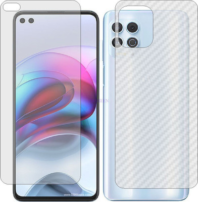Fasheen Front and Back Tempered Glass for MOTOROLA MOTO EDGE S (Front Matte Finish & Back 3d Carbon Fiber)(Pack of 2)