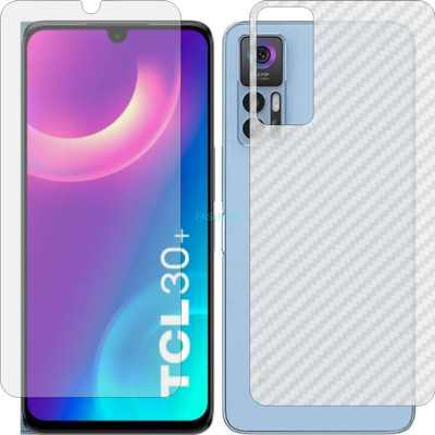 Fasheen Front and Back Tempered Glass for TCL 30 PLUS (Front Matte Finish & Back 3d Carbon Fiber)(Pack of 2)