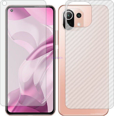 Fasheen Front and Back Tempered Glass for XIAOMI MI11 LITE 5G NE (Front Matte Finish & Back 3d Carbon Fiber)(Pack of 2)