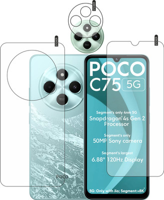 DORADO SHIELD Front and Back Tempered Glass for Poco C75 5G with camera lens(Pack of 3)
