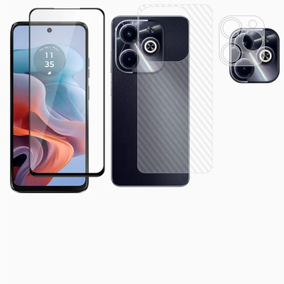 Vatsin Front and Back Tempered Glass for Infinix Smart 8 Plus, Infinix Smart 8 Plus [Back Carbon Fiber] [Rear Camera Lens Guard](Pack of 3)