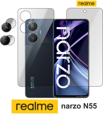 PONDRIK Front and Back Tempered Glass for Realme narzo N55(Pack of 3)