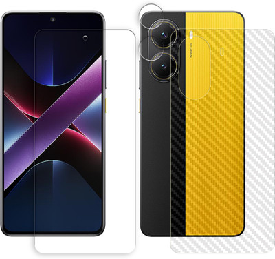 ARBAN Front and Back Tempered Glass for Poco X7 Pro 5G Tempered Glass Screen Protector | Anti-Scratch | Edge to Edge Full Coverage | 9H Hardness (1 FRONT SCREEN GUARD + 1 BACK CARBON FIBER SKIN + 1 CAMERA LENS PROTECTOR)(Pack of 1)