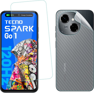 Ten To 11 Front and Back Tempered Glass for Tecno Spark Go 1, Tecno Spark Go 1 [Back Carbon Fiber](Pack of 2)