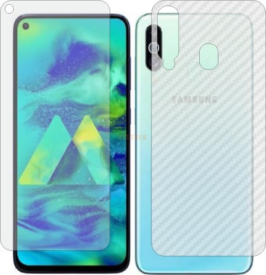 TELTREK Front and Back Tempered Glass for SAMSUNG M405F GALAXY M40 (Front Matte Finish & Back 3d Carbon Fiber)(Pack of 2)