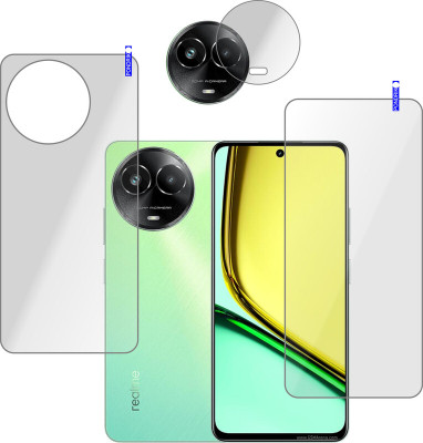 PONDRIK Front and Back Tempered Glass for realme C67 5G(Pack of 3)