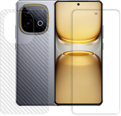 ARBAN Front and Back Tempered Glass for iQOO Z10 Turbo Plus 5G Front Back Tempered Glass Screen Protector | Anti-Scratch | Edge to Edge Full Coverage | 9H Hardness ( 1 FRONT TEMPERED GLASS + 1 BACK CARBON FIBER SKIN )(Pack of 1)