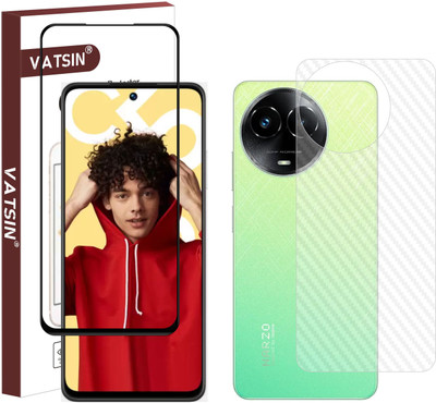 Vatsin Front and Back Tempered Glass for Realme C67 5G, Realme C67 5G [Back Carbon Fiber](Pack of 2)