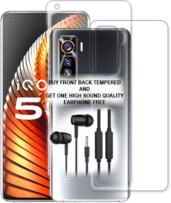 ARBAN Front and Back Tempered Glass for vivo iQOO 5 5G FRONT BACK TEMPERED GLASS BUY AND GET EARPHONE FREE(Pack of 1)
