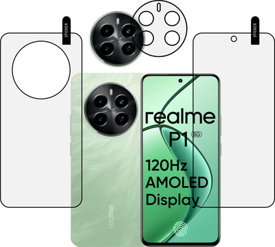 MOBKAVACH Front and Back Tempered Glass for REALME P1 5G WITH CAMERA LENS PROTECTOR(Pack of 3)