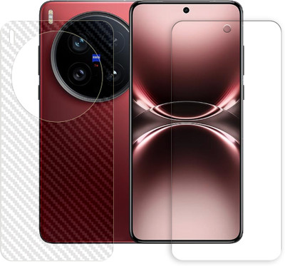 SOMTONE Front and Back Tempered Glass for vivo X200 Ultra 5G Tempered Glass Screen Protector | Anti-Scratch | Edge to Edge Full Coverage | 9H Hardness (1 FRONT TEMPERED GLASS PROTECTOR + 1 BACK CARBON FIBER SKIN)(Pack of 1)