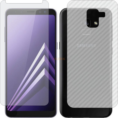 TELTREK Front and Back Tempered Glass for SAMSUNG GALAXY A8 2018 (Front Matte Finish & Back 3d Carbon Fiber)(Pack of 2)