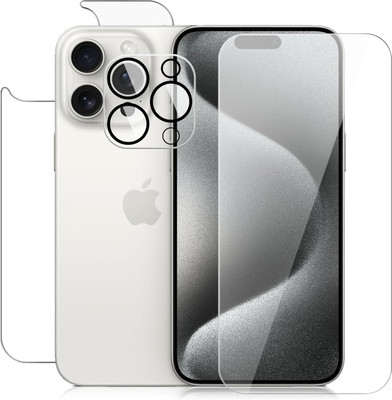 CASEKOO Front and Back Tempered Glass for iPhone 15 Pro(Pack of 3)