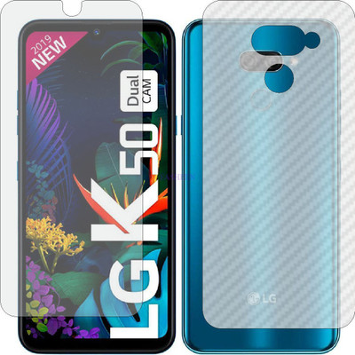 Fasheen Front and Back Tempered Glass for LG K50 (Front Matte Finish & Back 3d Carbon Fiber)(Pack of 2)