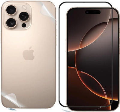 mobinix Front and Back Tempered Glass for iPhone 16 Pro Max 5G, Premium 2.5D Curved Tempered Glass with Unbreakable Hydrogel Membrane TPU Matte Full Coverage Back Screen Guard(Pack of 2)