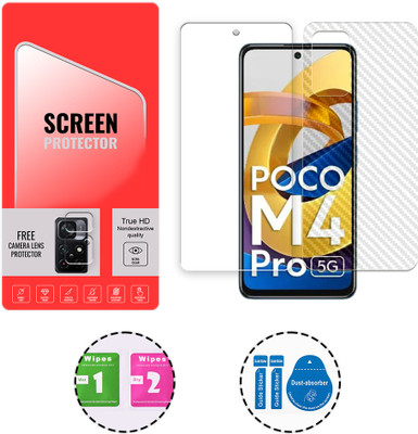 SOMTONE Front and Back Tempered Glass for Poco M4 Pro 5G (1 FREE CAMERA LENS) WITH FRONTBACK SCREEN PROTECTOR(Pack of 1)