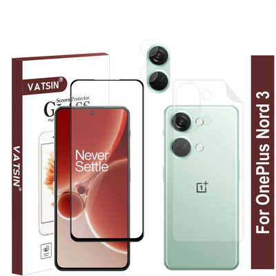 Vatsin Front and Back Tempered Glass for OnePlus Nord 3, OnePlus Nord 3 [With Rear Camera Lens Guard](Pack of 3)