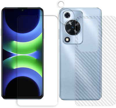 SOMTONE Front and Back Tempered Glass for Huawei Nova Y63 4G Tempered Glass Screen Protector | Anti-Scratch | Edge to Edge Full Coverage | 9H Hardness (1 FRONT SCREEN GUARD + 1 BACK CARBON FIBER SKIN + 1 CAMERA LENS PROTECTOR)(Pack of 1)