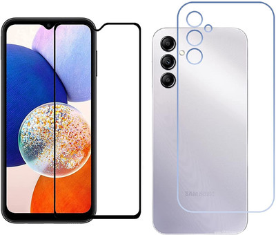 Casesily Front and Back Tempered Glass for Samsung Galaxy A14 5G Front 11D Glass Back Flexible Trink (Not Glass)(Pack of 2)